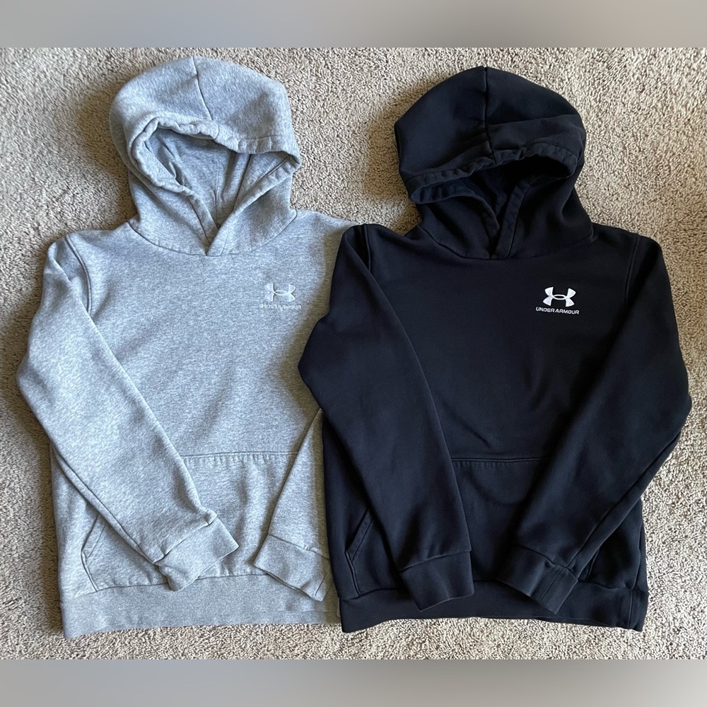 Under Armour Black and Gray Hoodies - Youth Large